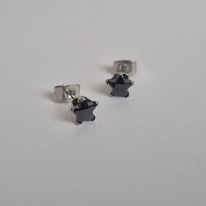 Stainless Steel Black Star Stud Earrings Brand new